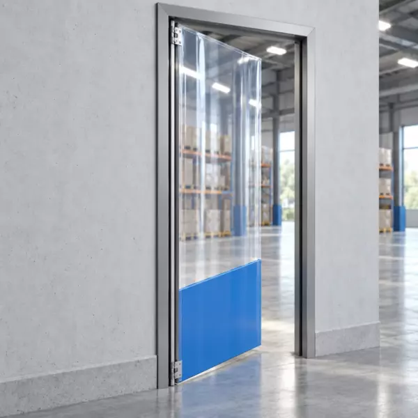 Маятниковая распашная одностворчатая эластичная дверь из ПВХ 240*90